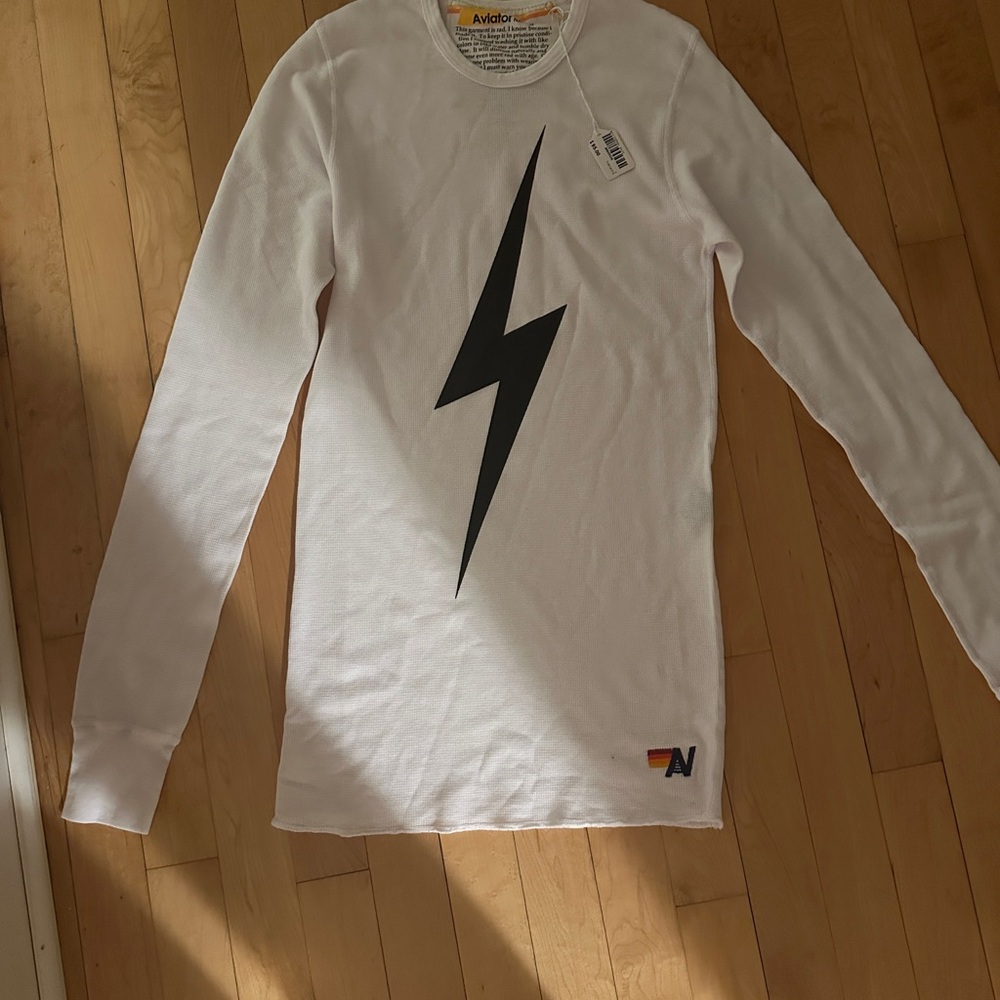 Aviator Nation White Lightning Bolt long sleeve